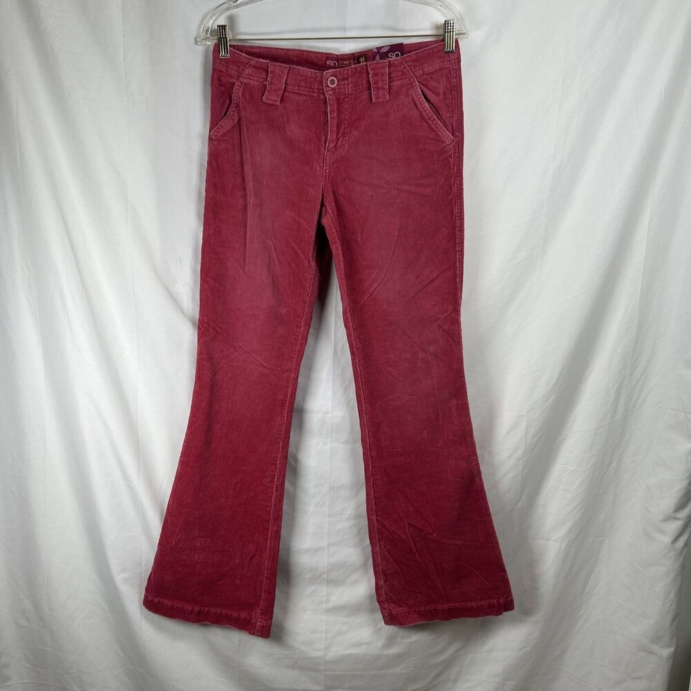 SO Corduroy Stretch Flare Pants Juniors Size 7 Raspberry Frisco Pink Bootcut Y2K
